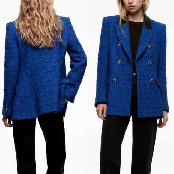 zara combination textured blazer